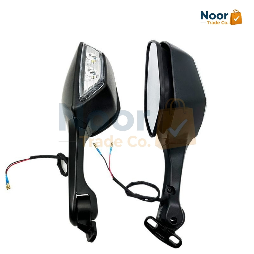 Rearview Mirror for Kawasaki Ninja ZX-10R Pair of black stealth wing rearview mirrors for Kawasaki Ninja ZX-10R in aerodynamic winglet mode