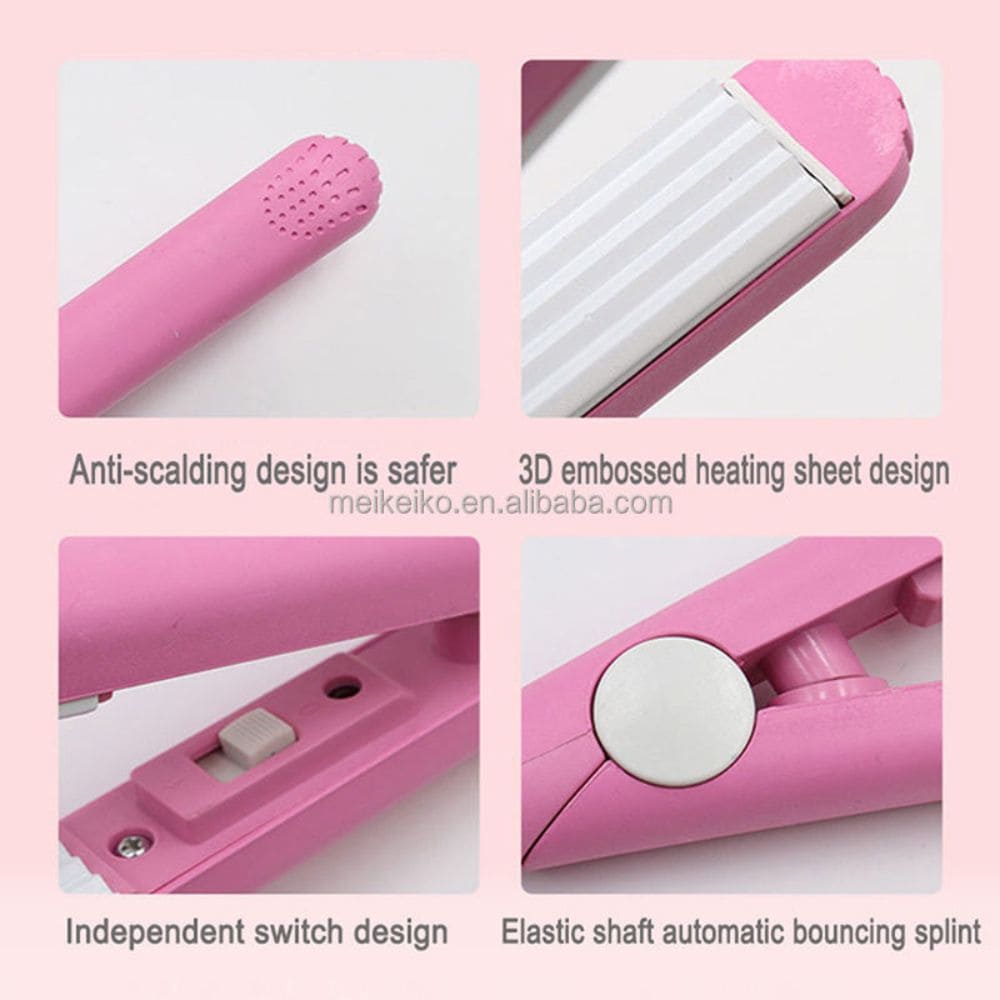 portable flat iron Portable Flat Iron for Straightening & Curling, Fast Heating PTC Mini Hair Iron for Travel & Daily Styling